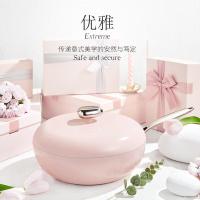 温仑山（VELOSAN）鹅卵石不粘锅炒锅-樱花粉 麦饭石色铁锅 32cm（单位：个）