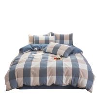 小熊家纺 BH-2402 蓝格全棉四件套 被套200*230cm 床单245*230cm 枕套48*74cm*2 （单位：套）