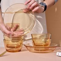 果兹（GUOZI） ASGZ-A04 拾光餐具套装 浅盘2个 方碗4个 （单位:套） 琥珀色