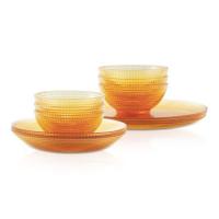 康宁（VISIONS） 餐具套装晶莹12件 VS-AMR12/KZYL 小碗130mm*6、深盘215mm*3、平盘265mm*3 (单位:套) 琥珀色