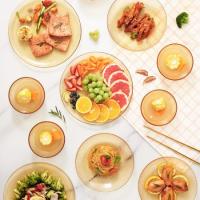 康宁（VISIONS） 餐具套装晶莹12件 VS-AMR12/KZYL 小碗130mm*6、深盘215mm*3、平盘265mm*3 (单位:套) 琥珀色
