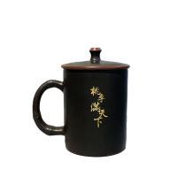 小封有礼 竹节办公水杯 陶花岛 约450ml 含盖 12个/箱 (单位:个) 黑色