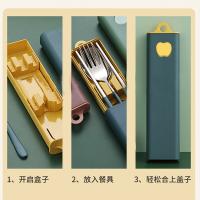 艾逸瑶选 托图加304不锈钢餐具三件套 CJ-21020 筷*1 叉*1 勺*1 收纳盒*1 28套/箱 (单位:套)