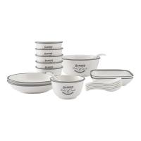 菲米生活（PHMI） 陶瓷餐具套装 FM-TC22810 圆盘8cm*2方盘7cm*2汤碗8cm碗4.75cm*6大勺小勺*6 (单位:套) 白色