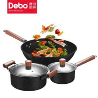 德铂（Debo） 锅具三件套 尼古拉斯 DEP-725 奶锅：18cm，汤锅：24cm，炒锅：32cm (单位:套) 黑色