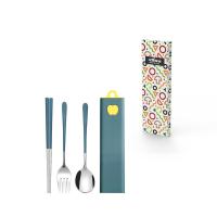 艾逸瑶选 CJ-21020 托图加304不锈钢餐具三件套 勺子+叉子+筷子 新旧包装随机发货 (单位:套)