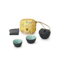 万仟堂 称心如意 陶瓷快客杯 1壶1大杯1小杯1便携包1茶巾(单位：套) 黑铁釉