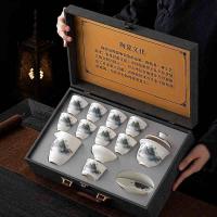 金镶玉 桃源逸居 羊脂玉功夫茶具套装 茶杯*8 盖碗*1 公杯*1 茶漏*1  （单位：套） 新老包装随机发货