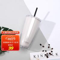 乐扣乐扣（LOCK&LOCK） HAP507 双层简约桌面杯 塑料杯 750ml 白色（单位：个）