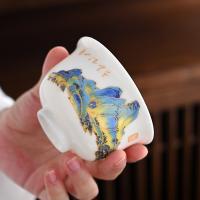 金镶玉 千里江山 羊脂玉瓷茶具套装 9件套 白色（单位： 套）