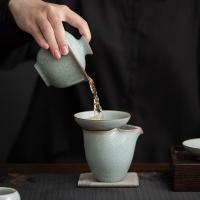 苏氏陶瓷（SUSHI CERAMICS） 汝窑冰花 茶具套装 品茗杯70ml*8/手执壶190ml*1/盖碗180ml*1/公道杯230ml*1/茶漏*1(单位：套)