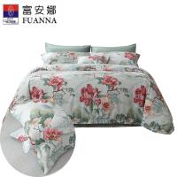 富安娜（fuanna）诺微花妍 纯棉四件套 被套203*229cm 床单230*240cm 枕套74*48cm*2（单位：套）绿色