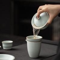 苏氏陶瓷（SUSHI CERAMICS） 悬停 汝窑三才盖碗茶具套装 盖碗160ml*1/公道杯160ml*1漏*1/品茗杯60ml*8(单位：套)