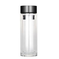 百斯克 BSK-BB832540 典雅茶水分离双层玻璃杯 300ml(单位：个) 颜色随机