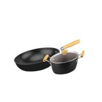 巴尔德 BT-1052 木玄铁锅具二件套 (炒锅32cm+汤锅22cm)（单位:套）