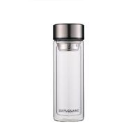 富光（FUGUANG）X1804-SP-380 双层玻璃杯 大容量带茶隔水杯 高硼硅泡茶杯子 380ml（单位：只）本色