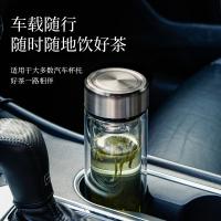 富光（FUGUANG）X1804-SP-380 双层玻璃杯 大容量带茶隔水杯 高硼硅泡茶杯子 380ml（单位：只）本色