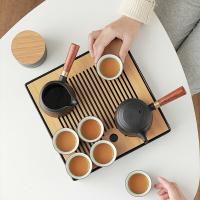 苏氏陶瓷（SUSHI CERAMICS） 茶盘茶托礼盒装 10件套 侧把壶250ml+公道杯210ml+茶杯50ml*6+茶叶罐200ml+干泡盘 （单位：套）