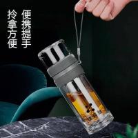 璞莉丝 PLS8063 双层玻璃杯  茶水分离杯290ml （单位：个) 颜色随机发