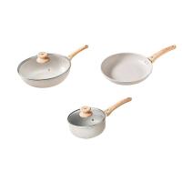 京东京造 LJ2637锅具套装 五件套 炒锅32cm+煎锅26cm+奶锅18cm+硅胶铲+硅胶汤勺（单位：套）麦饭石色