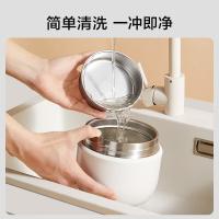 京东京造 双层保温饭盒 304不锈钢保温盒配勺 1.2L （单位：套）珍珠白