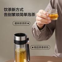 京东京造 TQD50021 泡茶玻璃杯 双层透明玻璃水杯 茶水分离杯 商务办公泡茶杯子280mL(单位：个）
