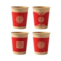 京东京造 一次性婚宴纸杯 结婚婚宴水杯竹纤维本色原纸250ml*100只/组（单位：组）红色