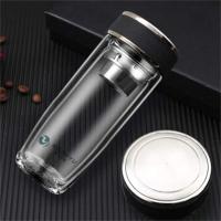 铭创知雨 PC-B2051 梦森鹅蛋双层玻璃杯 380ml (单位: 个)颜色随机