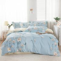 多喜爱（Dohia） 棉锦年华 40S全棉印花床品套件 被套203*229cm*1+床单245*230cm*1+枕套74*48cm*2 四件套203*229cm 天蓝色（单位：套)