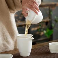 苏氏陶瓷（SUSHI CERAMICS）中国白瓷手 工描金三才盖碗功夫茶具套装 9件套礼盒装（盖碗170ml+茶海230ml+茶杯70ml*6个+过滤组）（单位：盒）