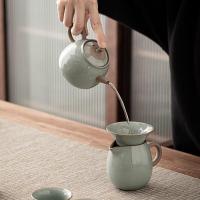 苏氏陶瓷（SUSHI CERAMICS）哥窑 功夫茶具套装 9件套礼盒装（仿古壶250ml+茶漏组+公道杯280ml+茶杯80ml*6个）（单位：盒）