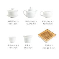 苏氏陶瓷（SUSHI CERAMICS）简约白瓷茶杯 带竹面储水式茶盘茶具套装 13件套（盖碗130ml+茶壶170ml+茶海210ml+茶杯40ml*8个+茶漏+干泡盘）（单位：套）