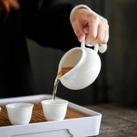 苏氏陶瓷（SUSHI CERAMICS）简约白瓷茶杯 带竹面储水式茶盘茶具套装 13件套（盖碗130ml+茶壶170ml+茶海210ml+茶杯40ml*8个+茶漏+干泡盘）（单位：套）