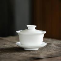苏氏陶瓷（SUSHI CERAMICS）简约白瓷茶杯 带竹面储水式茶盘茶具套装 13件套（盖碗130ml+茶壶170ml+茶海210ml+茶杯40ml*8个+茶漏+干泡盘）（单位：套）