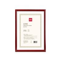 得力（deli）TF114 相框 证件框 镜面PVC材质 边框仿木纹材质 210*297mm (单位：个) 红色
