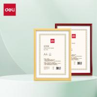 得力（deli）TF114 相框 证件框 镜面PVC材质 边框仿木纹材质 210*297mm (单位：个) 红色