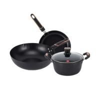 百斯克 BSK-TG2303-05 古法章丘精铁锅具三件套 炒锅32cm+汤锅24cm+煎锅26cm (单位: 套)