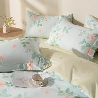 多喜爱（Dohia） 幸福棉语 床品套件 被套229*203cm*1+床单245*230cm*1+枕套74*48cm*2 四件套203*229cm 天蓝色（单位：套)
