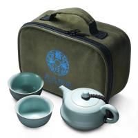 苏氏陶瓷（SUSHI CERAMICS）J0137 汝窑茶具套装忠义茶壶开片可养金线一壶两茶杯整套茶具(单位：套)