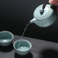 苏氏陶瓷（SUSHI CERAMICS）J0137 汝窑茶具套装忠义茶壶开片可养金线一壶两茶杯整套茶具(单位：套)