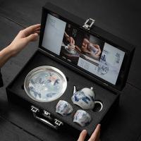 苏氏陶瓷（SUSHI CERAMICS） 鎏银国礼牡丹 茶壶套装 梨形壶140ml*1 品茗杯50ml*2 底托*1（单位：套）
