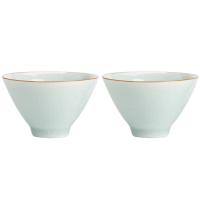苏氏陶瓷（SUSHI CERAMICS） 冰裂卵青 斗笠杯 65ml*2杯（单位：套）青色