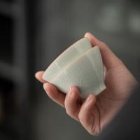 苏氏陶瓷（SUSHI CERAMICS） 冰裂卵青 斗笠杯 65ml*2杯（单位：套）青色