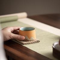 苏氏陶瓷（SUSHI CERAMICS） 千里江山 手绘山水画 青定杯礼盒装 90ml*3（单位：套）