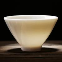 苏氏陶瓷（SUSHI CERAMICS）J0037羊脂玉瓷茶杯斗笠杯陶瓷主人单杯(亮光)礼盒装(单位：个)猪油白
