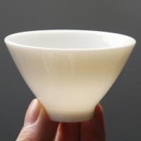 苏氏陶瓷（SUSHI CERAMICS）J0037羊脂玉瓷茶杯斗笠杯陶瓷主人单杯(亮光)礼盒装(单位：个)猪油白