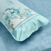 富安娜（fuanna）忆莲幽梦 冰丝印花席 席片180*200cm+枕套74*48cm*2（单位：套）蓝色
