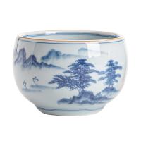 苏氏陶瓷（SUSHI CERAMICS） 荷花山水 青花禅定杯礼盒 210ml*2杯（单位：套）蓝白色