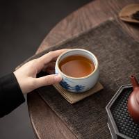 苏氏陶瓷（SUSHI CERAMICS） 荷花山水 青花禅定杯礼盒 210ml*2杯（单位：套）蓝白色