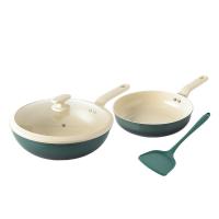 WORLD KITCHEN WK-GJ03J60C-JY/KZ 纳米陶锅具三件套炒锅30cm煎锅24cm铲子32*10cm（单位：套）白色